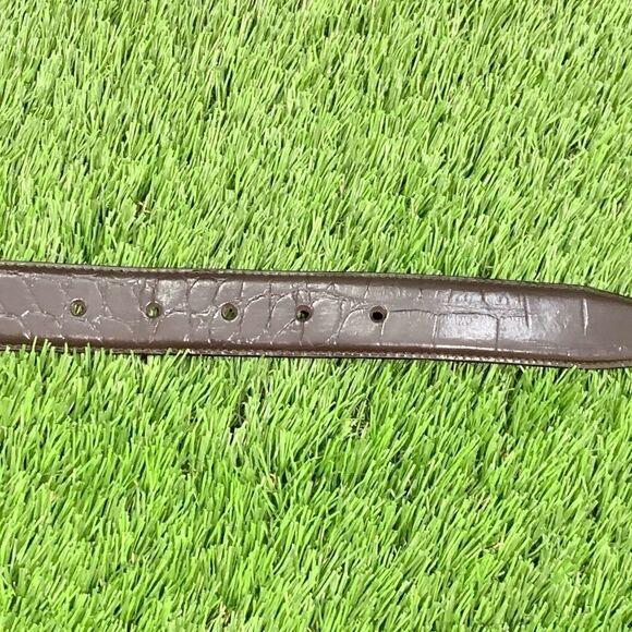 Cole Haan Dark Brown Alligator Embossed Belt. 38 - Picture 6 of 9